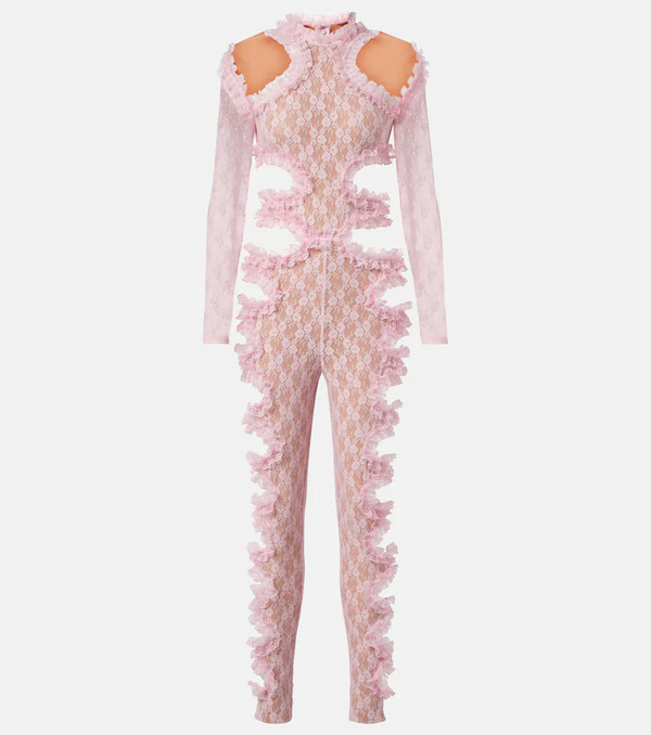  Self-portrait Self-portrait X Christopher Kane Cutout Lace Catsuit 