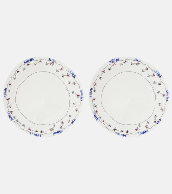  Serax Serax Midnight Flowers Anemone Milk Set Of 2 Dinner Plates By Marni 