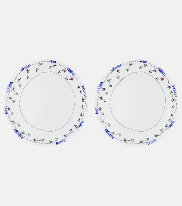  Serax Serax Midnight Flowers Anemone Milk Set Of 2 Starter Plates By Marni 