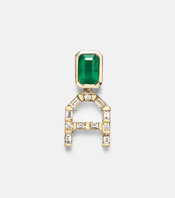  Shay Jewelry Shay Jewelry 18kt Gold Single Drop Earring With Diamonds And Emerald 