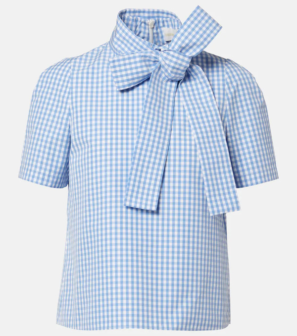  Shushu/tong Shushu/tong Bow-detail Gingham Cotton Top 