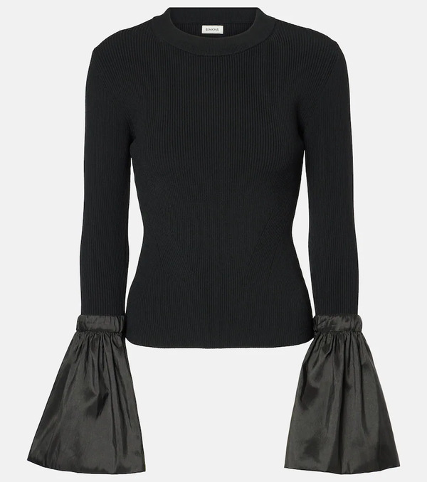  Simkhai Simkhai Agata Taffeta-trimmed Ribbed-knit Top 