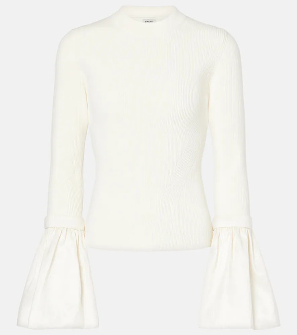  Simkhai Simkhai Agata Taffeta-trimmed Ribbed-knit Top 