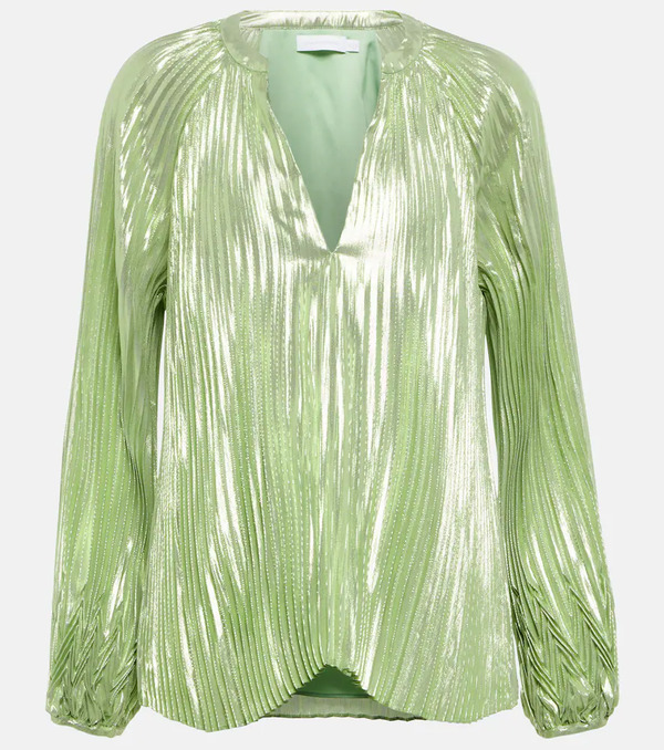  Simkhai Simkhai Char Plissã© Silk-blend Blouse 