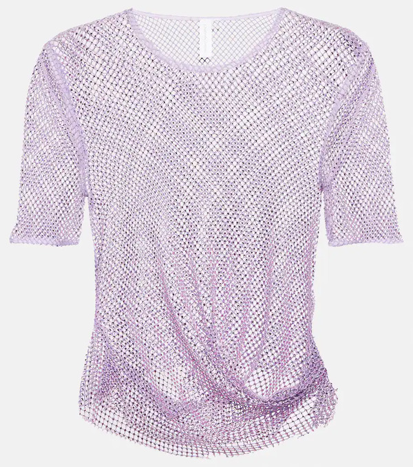  Simkhai Simkhai Electra Embellished Mesh Cropped Top 