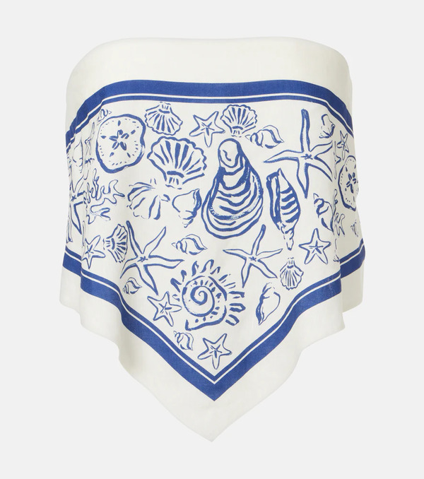  Simkhai Simkhai Printed Linen-blend Bandeau Top 