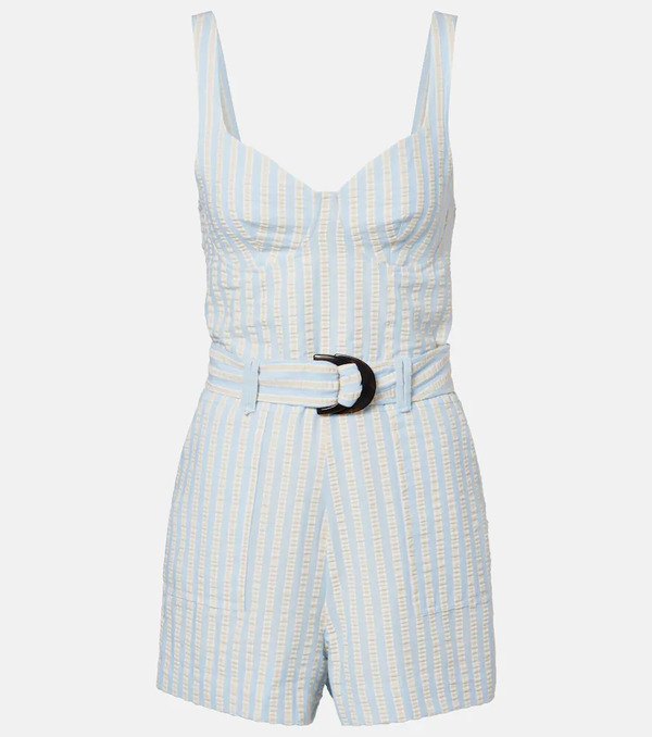  Simkhai Simkhai Striped Cotton-blend Seersucker Romper 