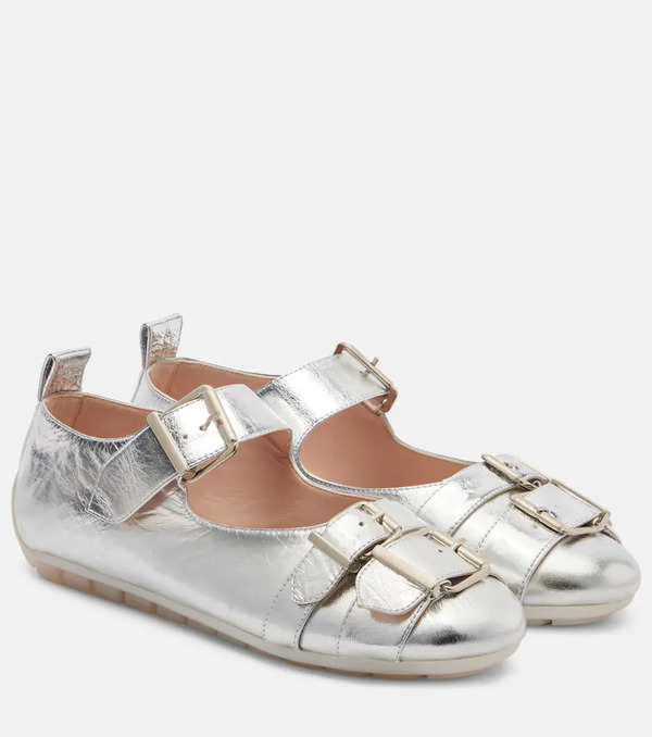  Simone Rocha Simone Rocha Buckle Ballerina Grip Leather Ballet Flats 