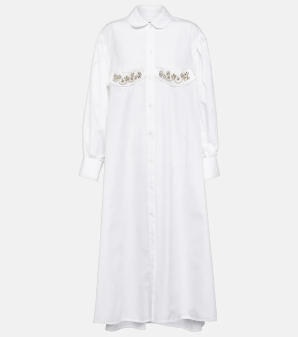  Simone Rocha Simone Rocha Crystal-embellished Cotton Midi Dress 