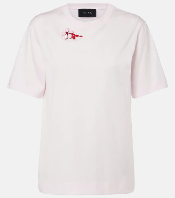  Simone Rocha Simone Rocha Embellished Cotton Jersey T-shirt 