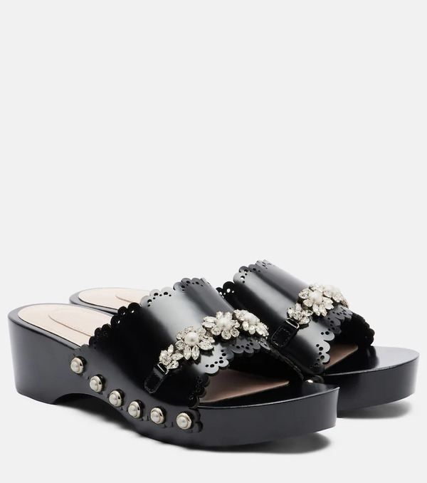  Simone Rocha Simone Rocha Embellished Leather Clogs 