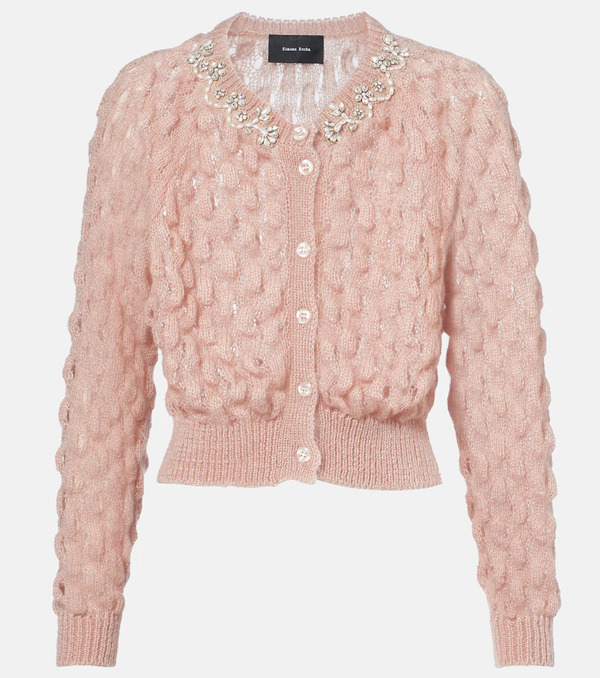  Simone Rocha Simone Rocha Embellished Mohair-blend Cardigan 