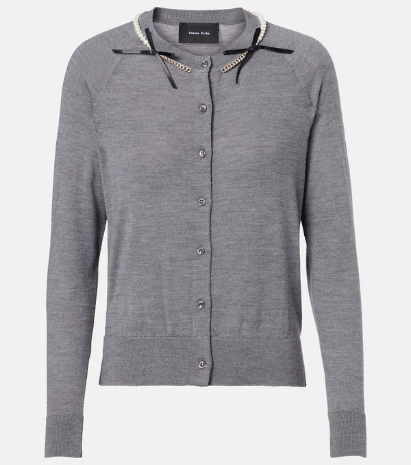  Simone Rocha Simone Rocha Embellished Wool And Silk Cardigan 