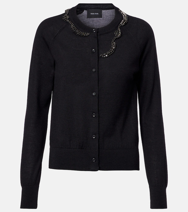  Simone Rocha Simone Rocha Embellished Wool And Silk Cardigan 