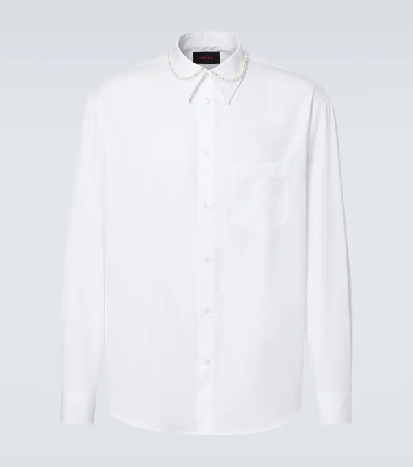  Simone Rocha Simone Rocha Faux Pearl-embellished Cotton Poplin Shirt 