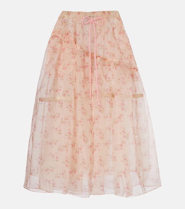  Simone Rocha Simone Rocha Floral Tulle Midi Skirt 