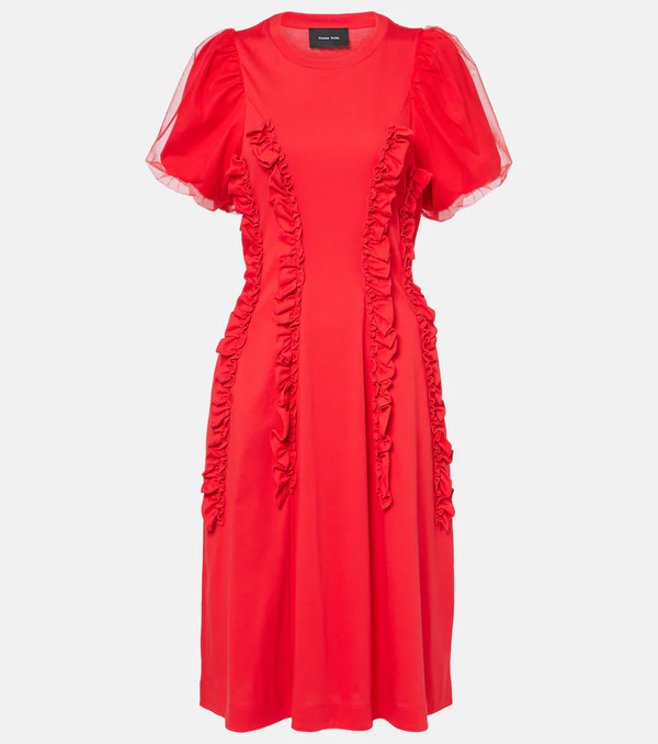  Simone Rocha Simone Rocha Ruffled Cotton Tulle Midi Dress 