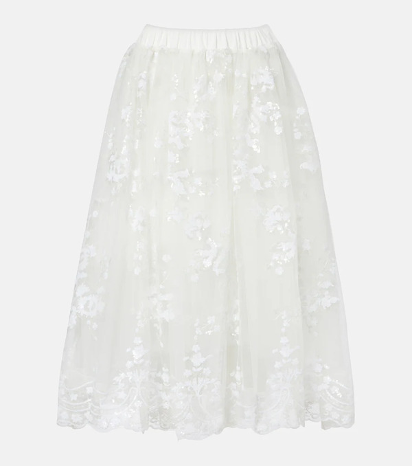  Simone Rocha Simone Rocha Sequined Tulle Midi Skirt 