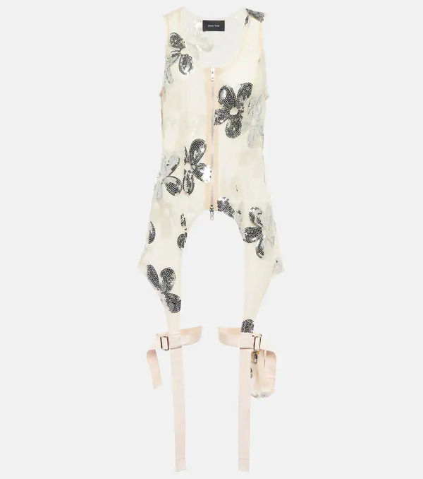  Simone Rocha Simone Rocha Sequined Zip-up Tulle Top 