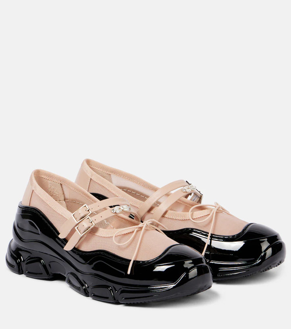  Simone Rocha Simone Rocha Tracker Leather-trimmed Mary Jane Flats 