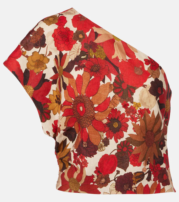  Sir Sir Belleto Floral Asymmetric Linen Top 