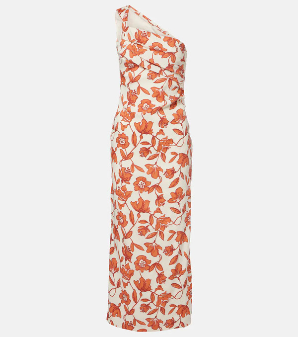  Sir Sir Chloe One-shoulder Floral Linen-blend Midi Dress 