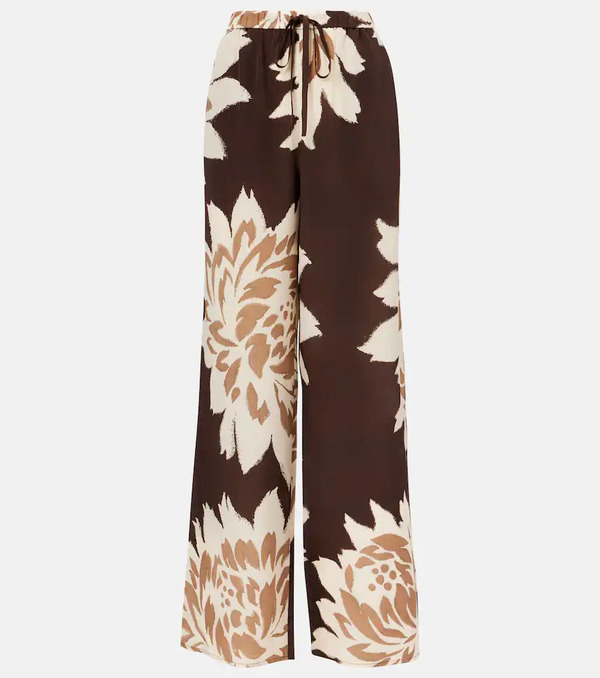  Sir Sir Floral Silk Satin Wide-leg Pants 