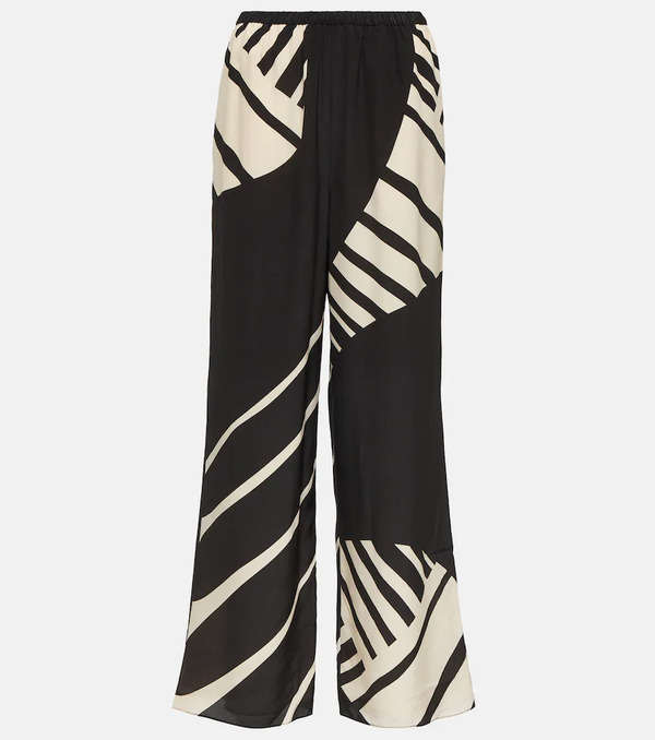  Sir Sir Printed Mid-rise Silk Wide-leg Pants 