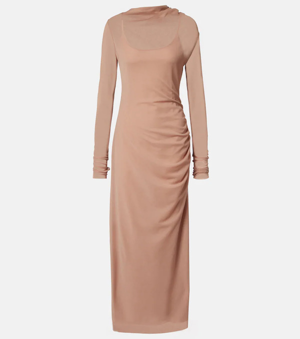  Sir Sir Ruby Draped Sheer Maxi Dress 