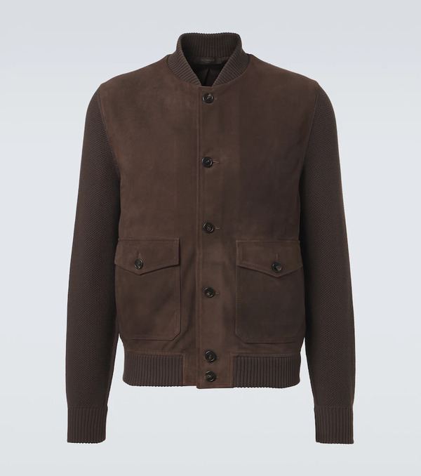  Slowear Slowear Cotton-trimmed Suede Bomber Jacket 