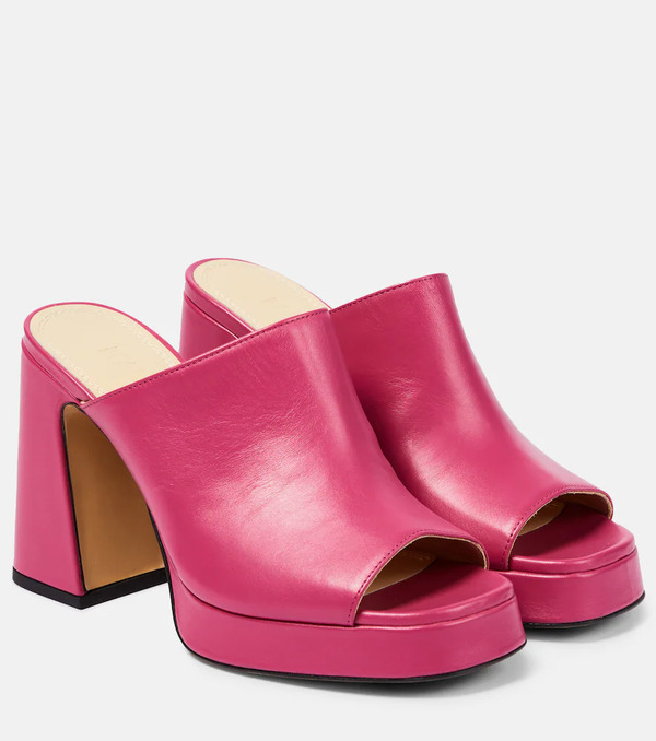  Souliers Martinez Souliers Martinez Alba 90 Platform Leather Mules 