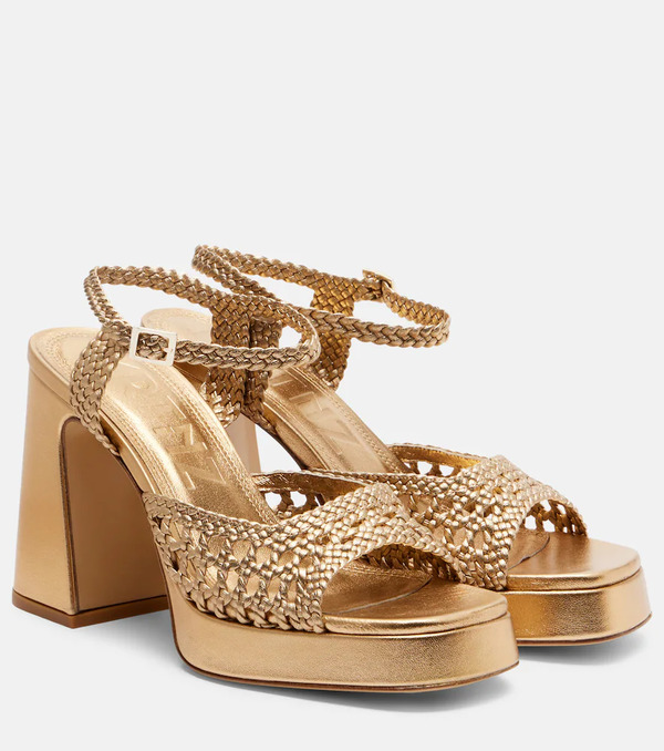  Souliers Martinez Souliers Martinez Cheyenne Metallic Leather Sandals 