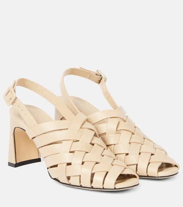  Souliers Martinez Souliers Martinez Leona 80 Leather Slingback Pumps 