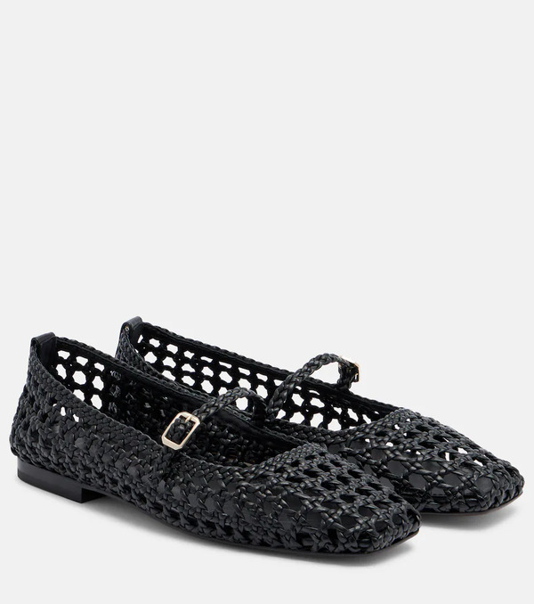  Souliers Martinez Souliers Martinez Paris Woven Leather Mary Jane Flats 