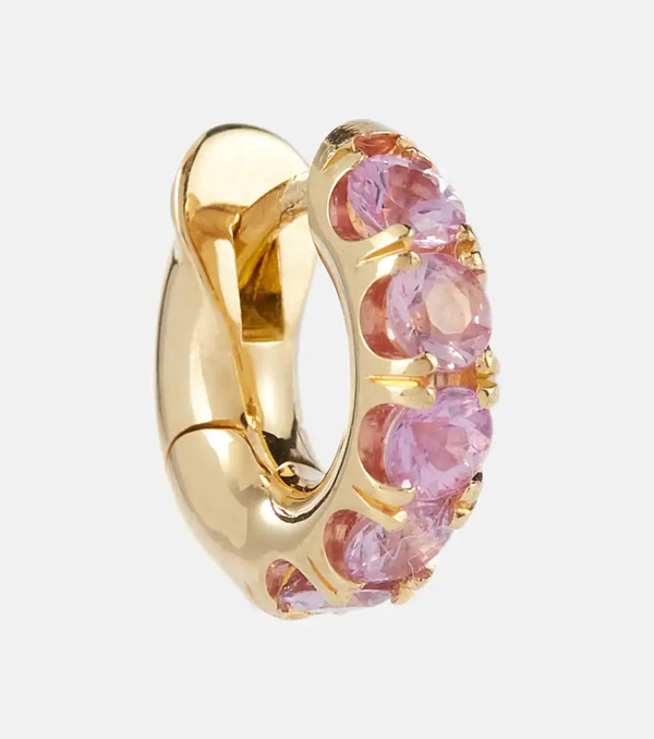 Spinelli Kilcollin Spinelli Kilcollin Mini Macro Hoop 18kt Yellow Gold Single Earring With Pink Sapphires 