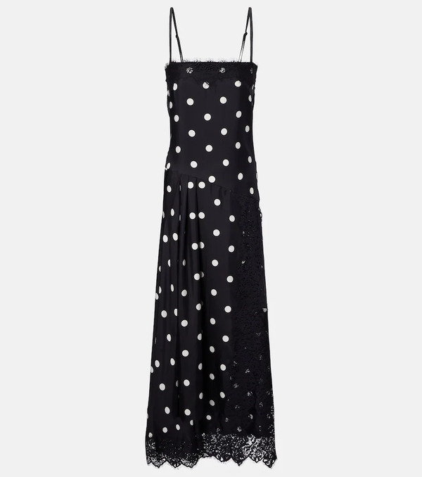  Sportmax Sportmax Capo Polka-dot Silk Slip Dress 