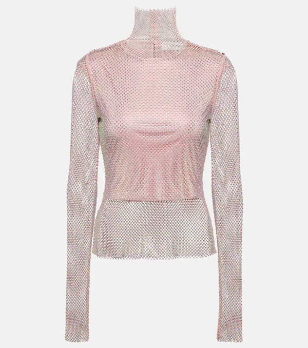  Sportmax Sportmax Fishnet Embellished Turtleneck Top 