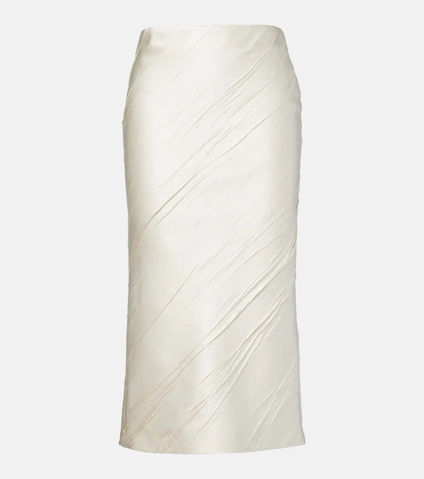  Sportmax Sportmax Ruta Pleated Satin Pencil Skirt 