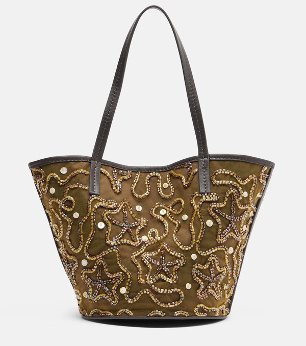  Staud Staud Caro Embellished Canvas Tote Bag 