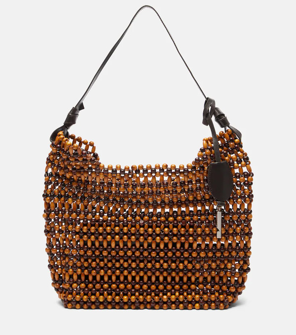  Staud Staud Drift Beaded Leather-trimmed Tote Bag 