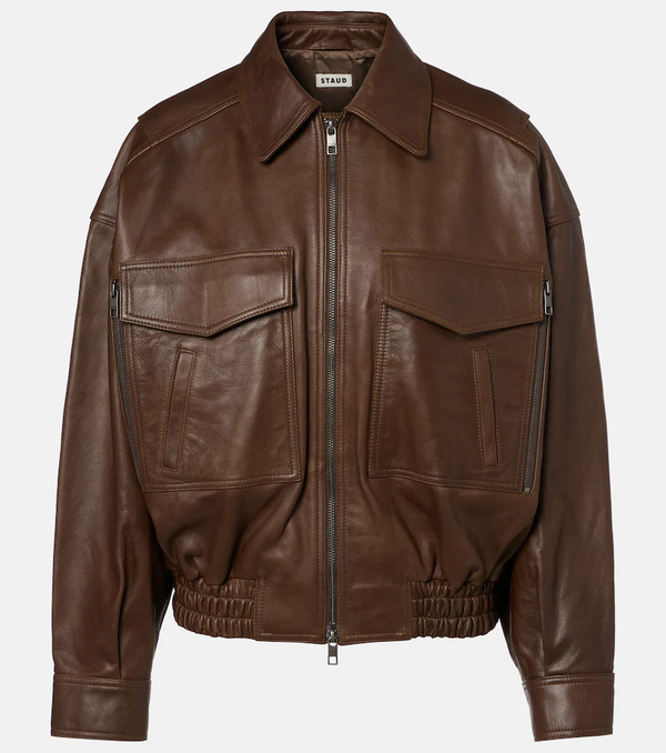  Staud Staud Eugene Leather Bomber Jacket 