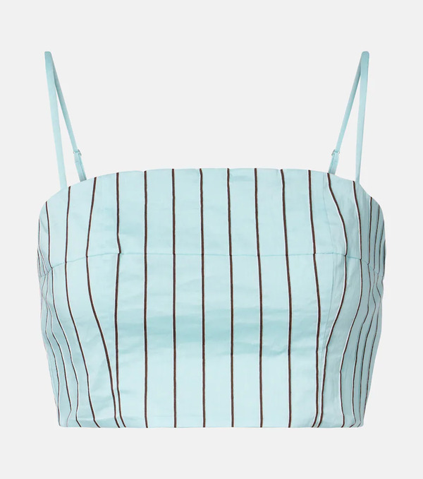  Staud Staud Federico Striped Cotton-blend Crop Top 