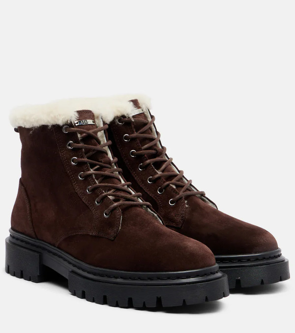  Staud Staud Henry Shearling-lined Suede Combat Boots 