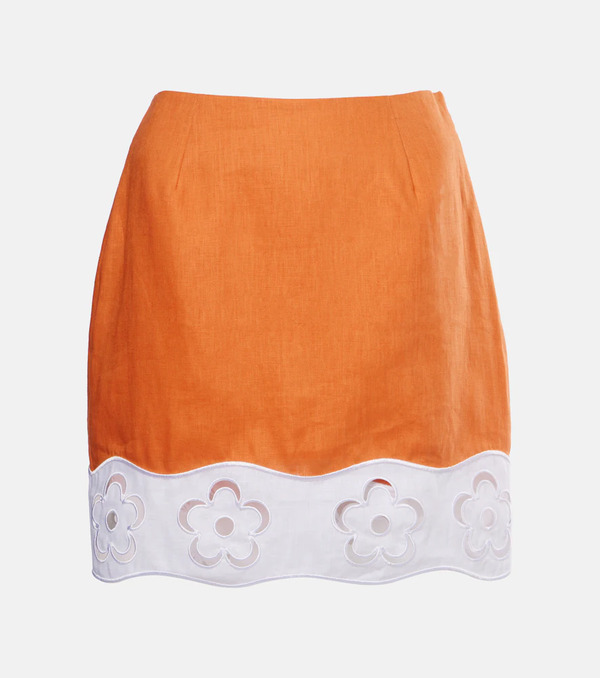  Staud Staud Margaux Broderie Anglaise Linen Miniskirt 