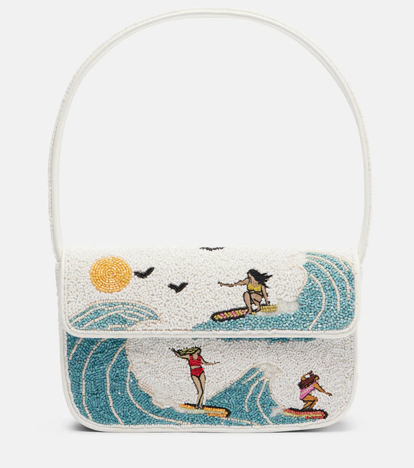  Staud Staud Tommy Beaded Sequined Shoulder Bag 