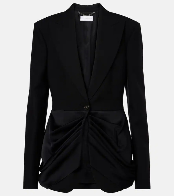  Stella Mccartney Stella Mccartney Draped Satin-trimmed Wool Blazer 