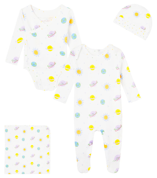  Stella Mccartney Kids Stella Mccartney Kids Baby Cotton Romper, Hat, Bodysuit, And Blanket Set 