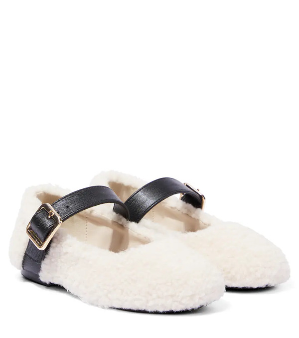  Stella Mccartney Kids Stella Mccartney Kids Faux Shearling Ballet Flats 
