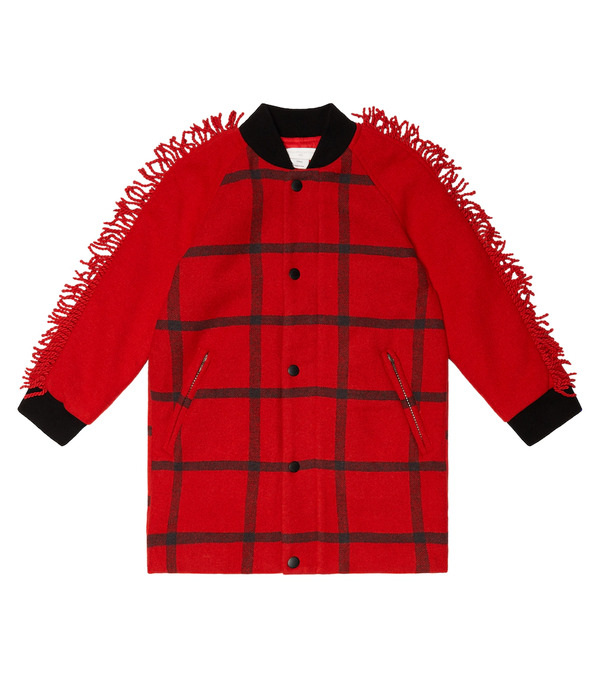  Stella Mccartney Kids Stella Mccartney Kids Fringed Wool-blend Coat 