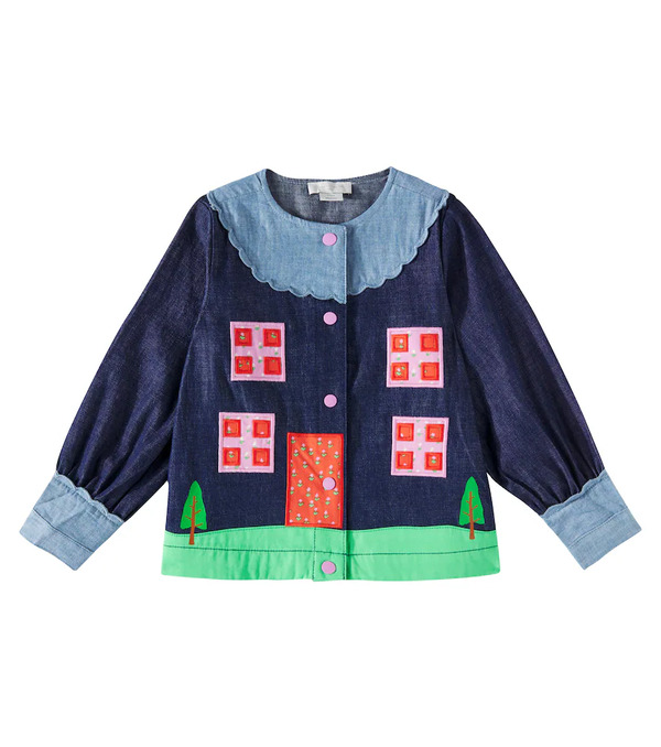 Stella Mccartney Kids Stella Mccartney Kids Printed Denim Blouse 